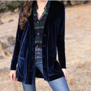 Evy's Tree Deep Blue Velvet Cardigan
